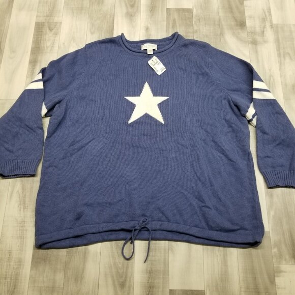 Christopher & Banks Other - ✅Christopher & Banks C.J. Banks Blue W/White Star Cotton Sweater Size 3X